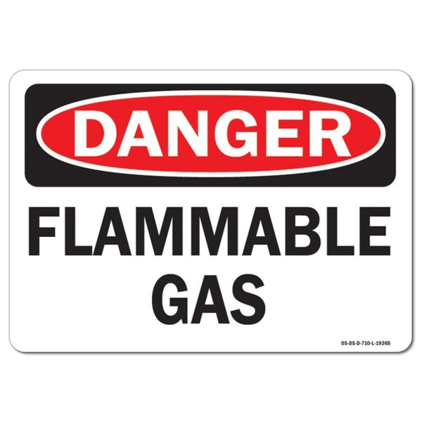 Signmission OSHA Danger Sign, 10" Height, 14" Width, Aluminum, Flammable Gas, Landscape, 1014-L-19365 OS-DS-A-1014-L-19365